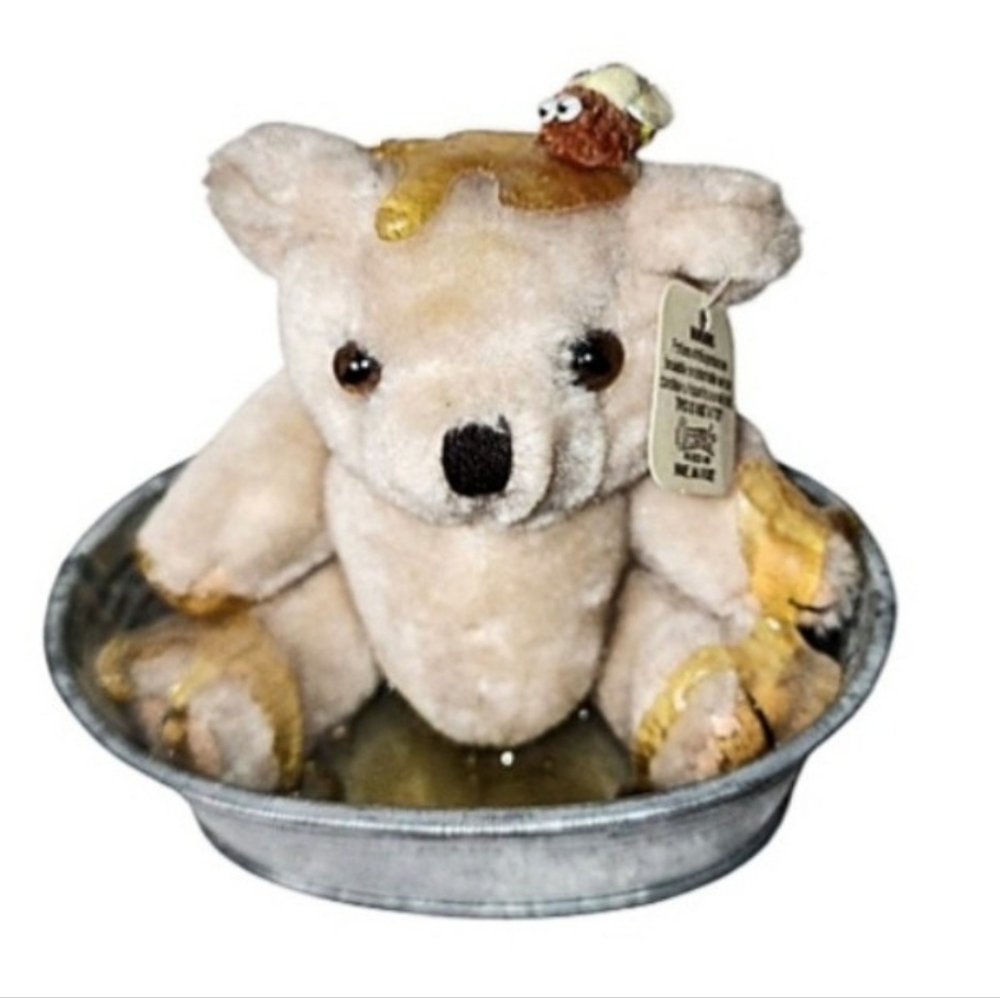 Vintage Orzek Abbott Teddy Bear Spilled Honey Pot Plush Collectible